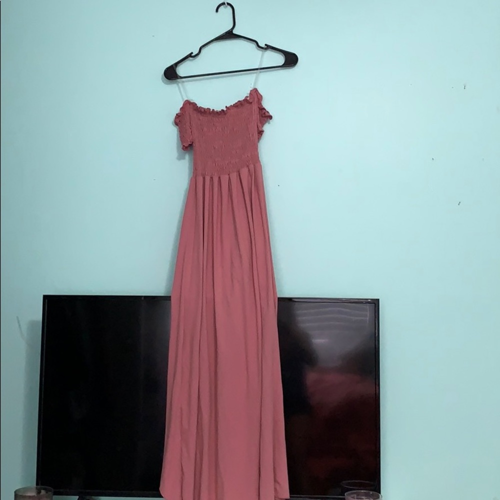 Pink off the shoulder maxi dress super soft